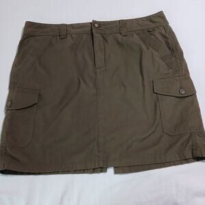 Eddie Bauer size 14 olive ripstop mini-skirt easy care front and side pockets